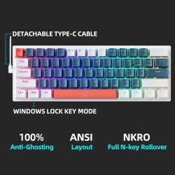 K500-B61 Machenike Mini Keybaord meccanico Fattore di forma al 60% 61 tasti Gaming Keybaord Chiave completa cablata Hot-